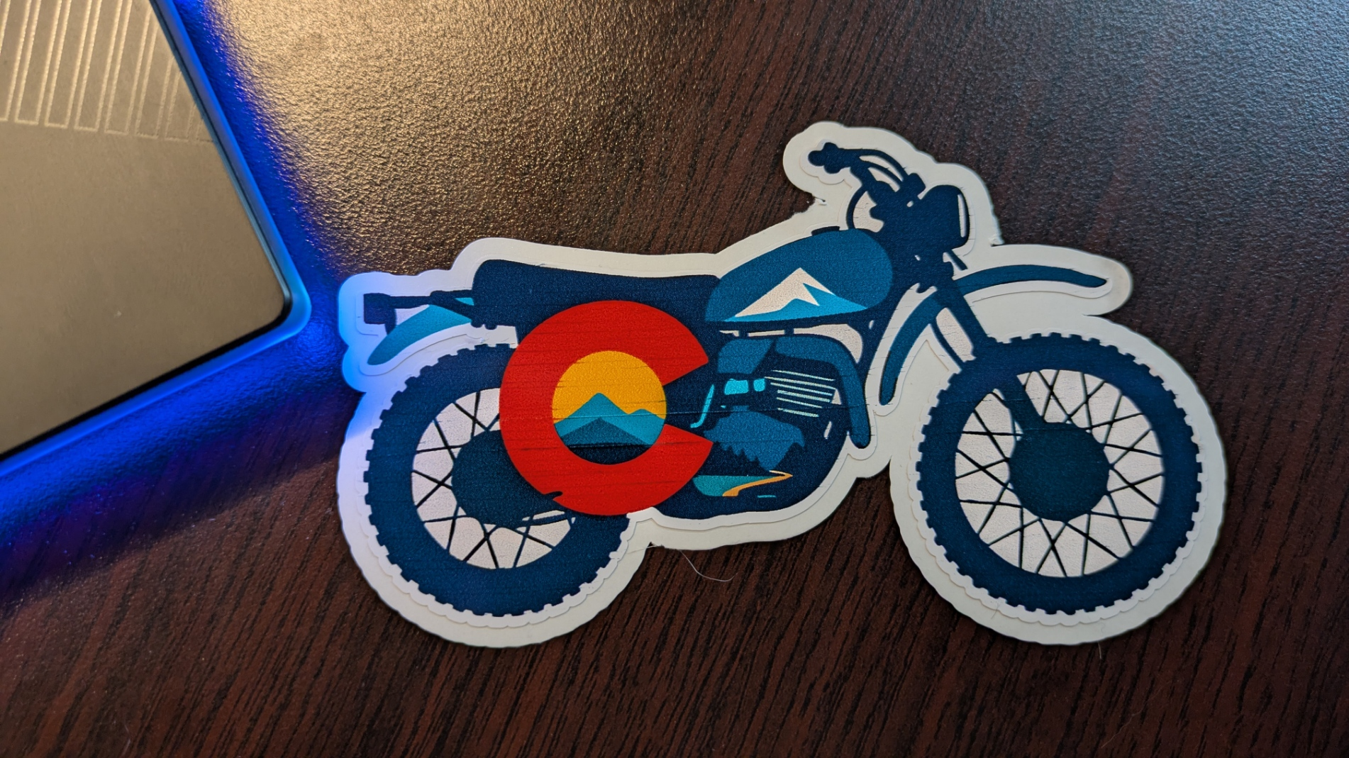 Colorado silhouette flag motorcycle water bottle, laptop sticker, decals image 1