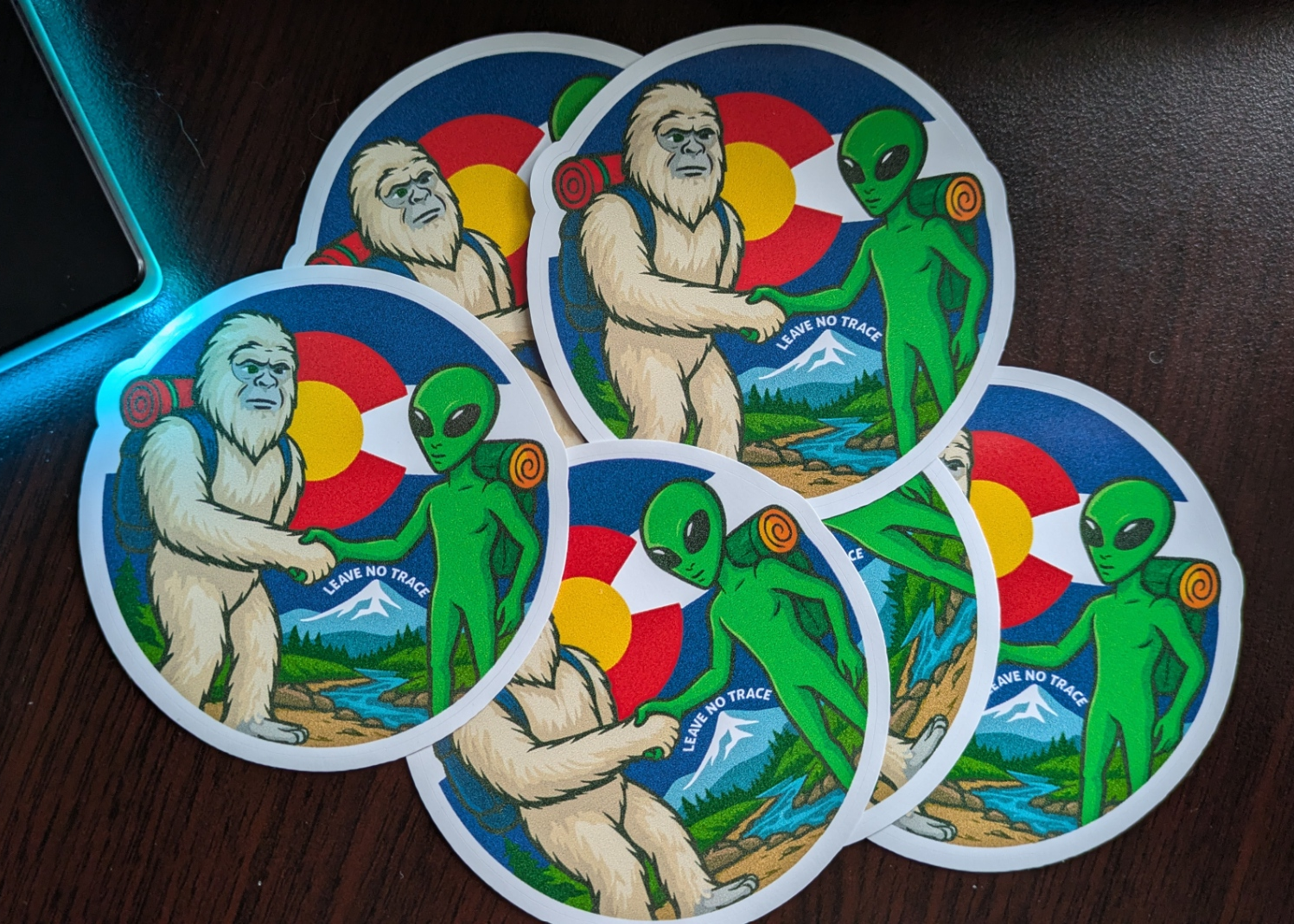 Colorado Flag Leave no trace Yeti alien sticker, decals made in Woodland Park Co image 2