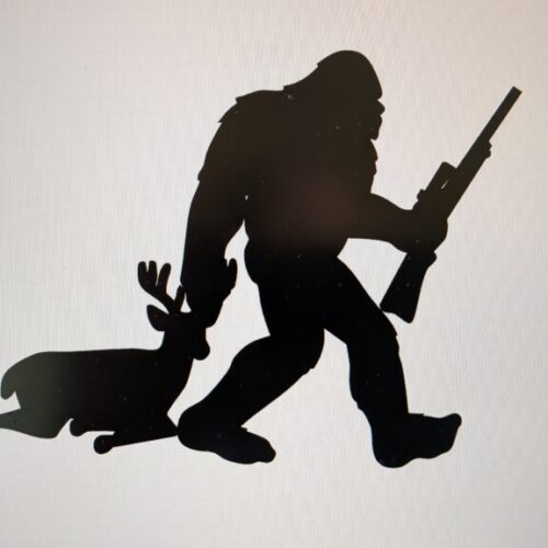 Bigfoot, Sasquatch Deer dragging Woodland Park Printing Decals / Stickers image 0