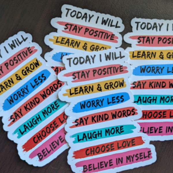 Positive Affirmation sticker, decals "Today I will" made in Woodland Park Co
