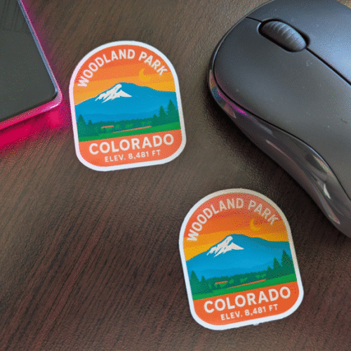 Woodland Park, Co mountain view water bottle, laptop sticker, decal image 0