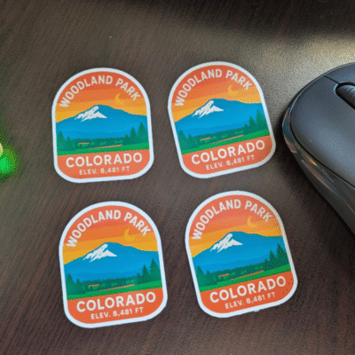 Woodland Park, Co mountain view water bottle, laptop sticker, decal image 1