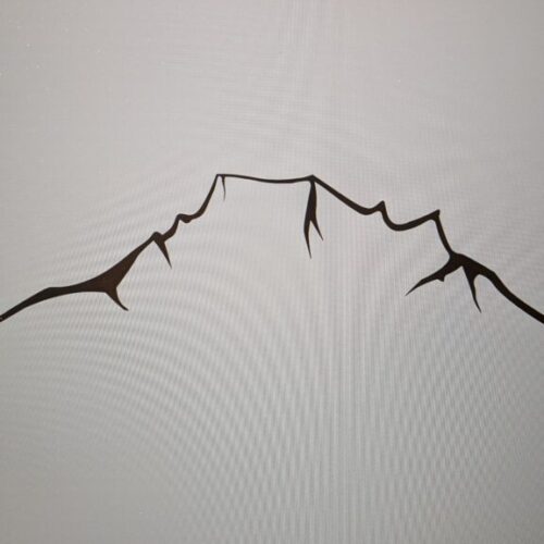 Pikes Peak Colorado mountain silhouette view from Woodland Park, Co B&W Stickers image 0