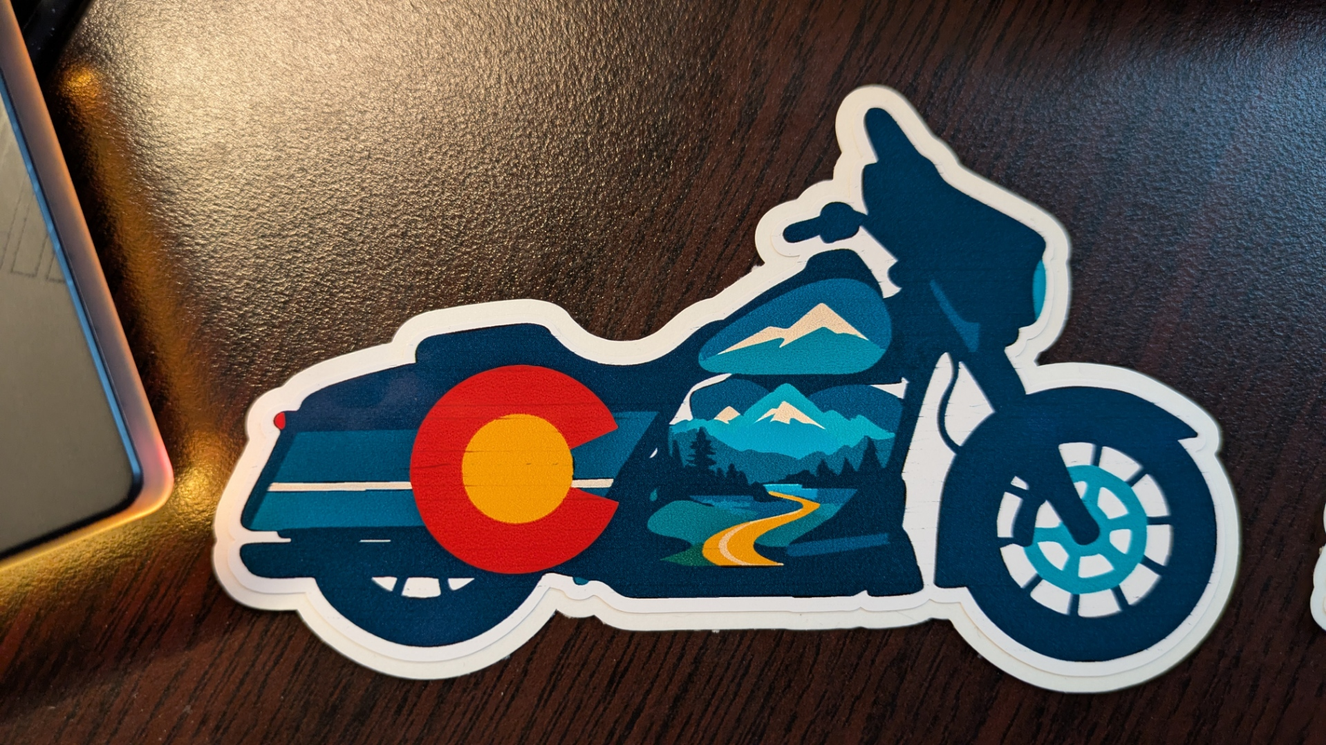 Colorado silhouette flag motorcycle water bottle, laptop sticker, decals image 4