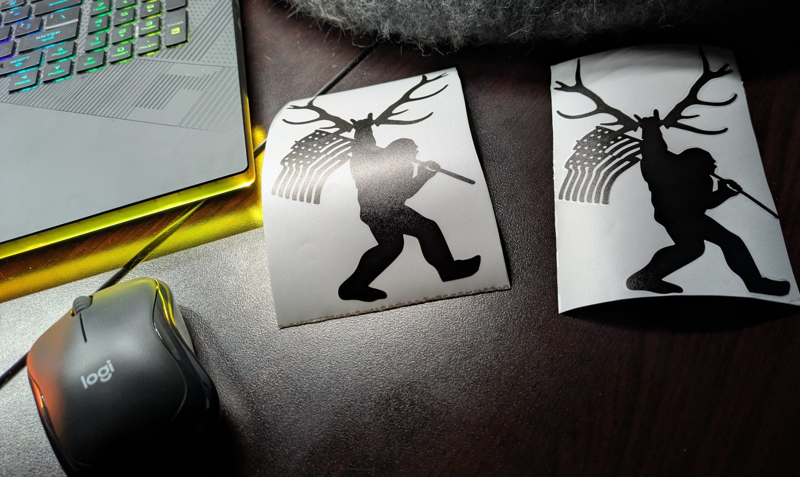 Sasquatch Bigfoot Elk Antlers American flag Woodland Park, Co Decals / Stickers image 1