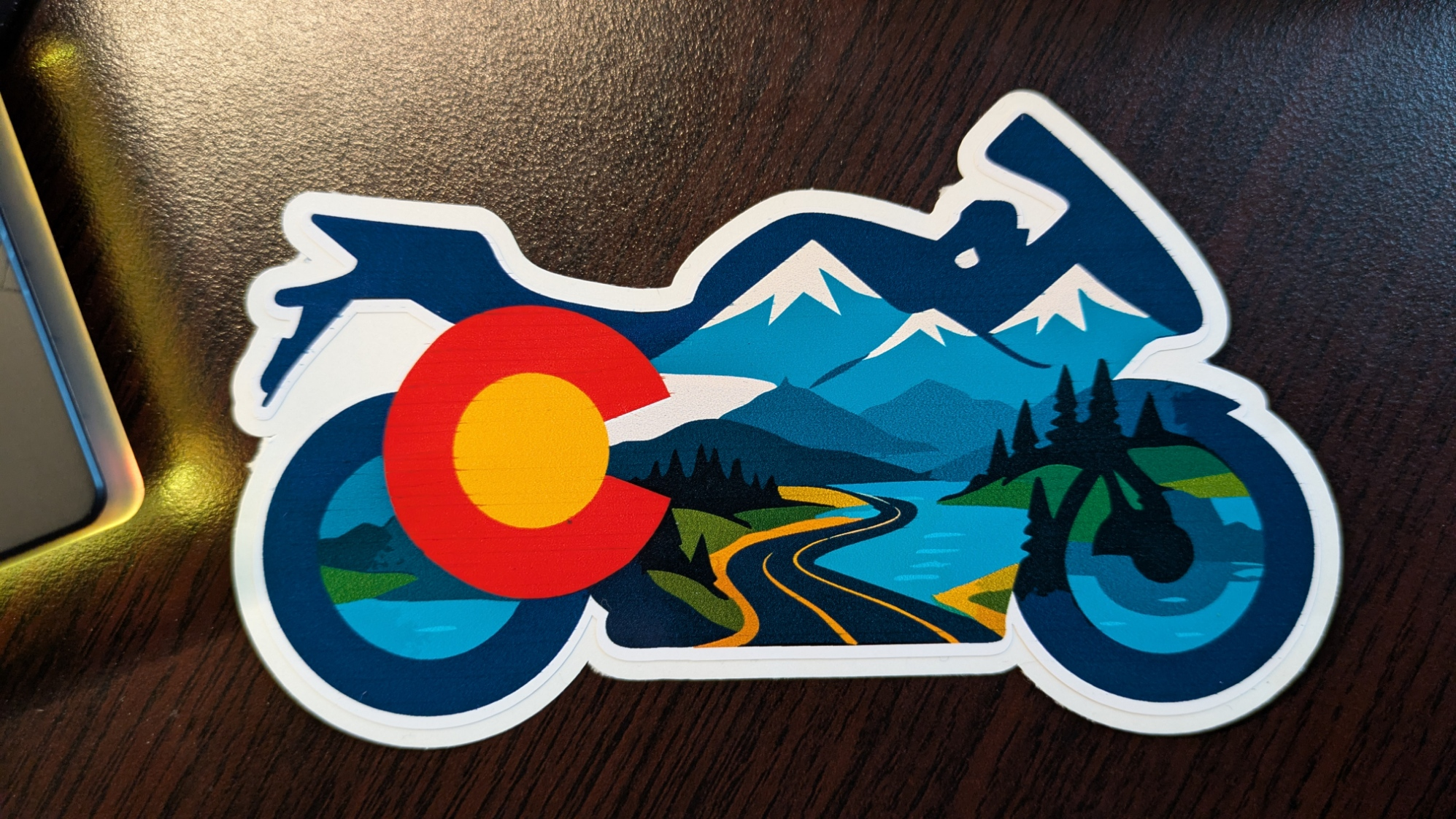 Colorado silhouette flag motorcycle water bottle, laptop sticker, decals image 3