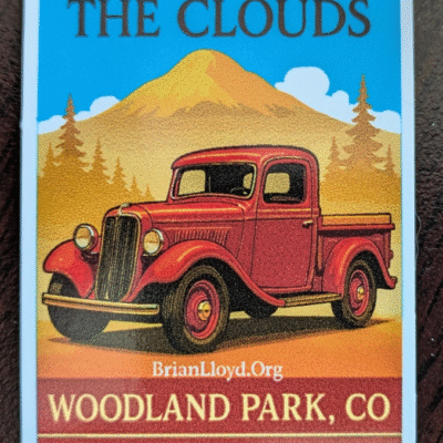 Woodland Park, Co Cruise above the clouds water bottle, laptop sticker, decal image 2