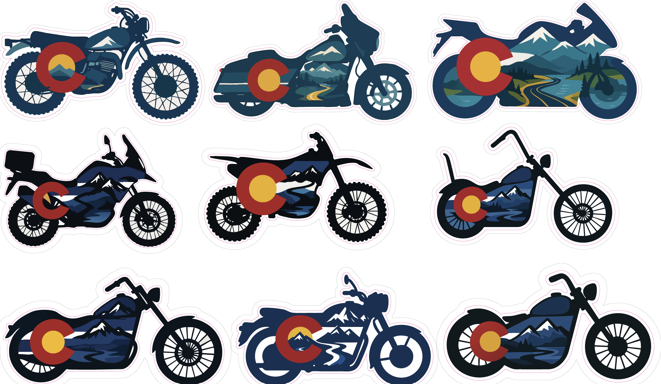 Colorado silhouette flag motorcycle water bottle, laptop sticker, decals image 5