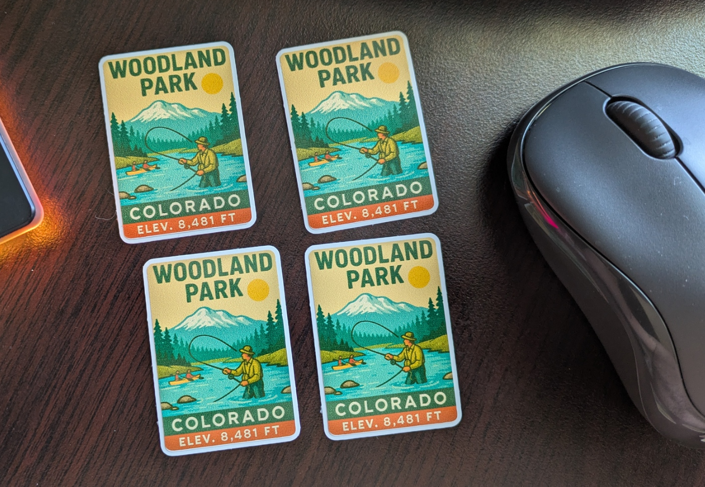 fly fishing fishermen Woodland Park, Co mountain river, water bottle sticker image 2