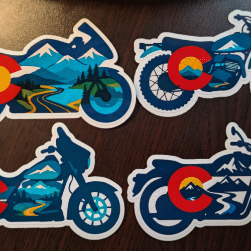 Colorado silhouette flag motorcycle water bottle, laptop sticker, decals image 0