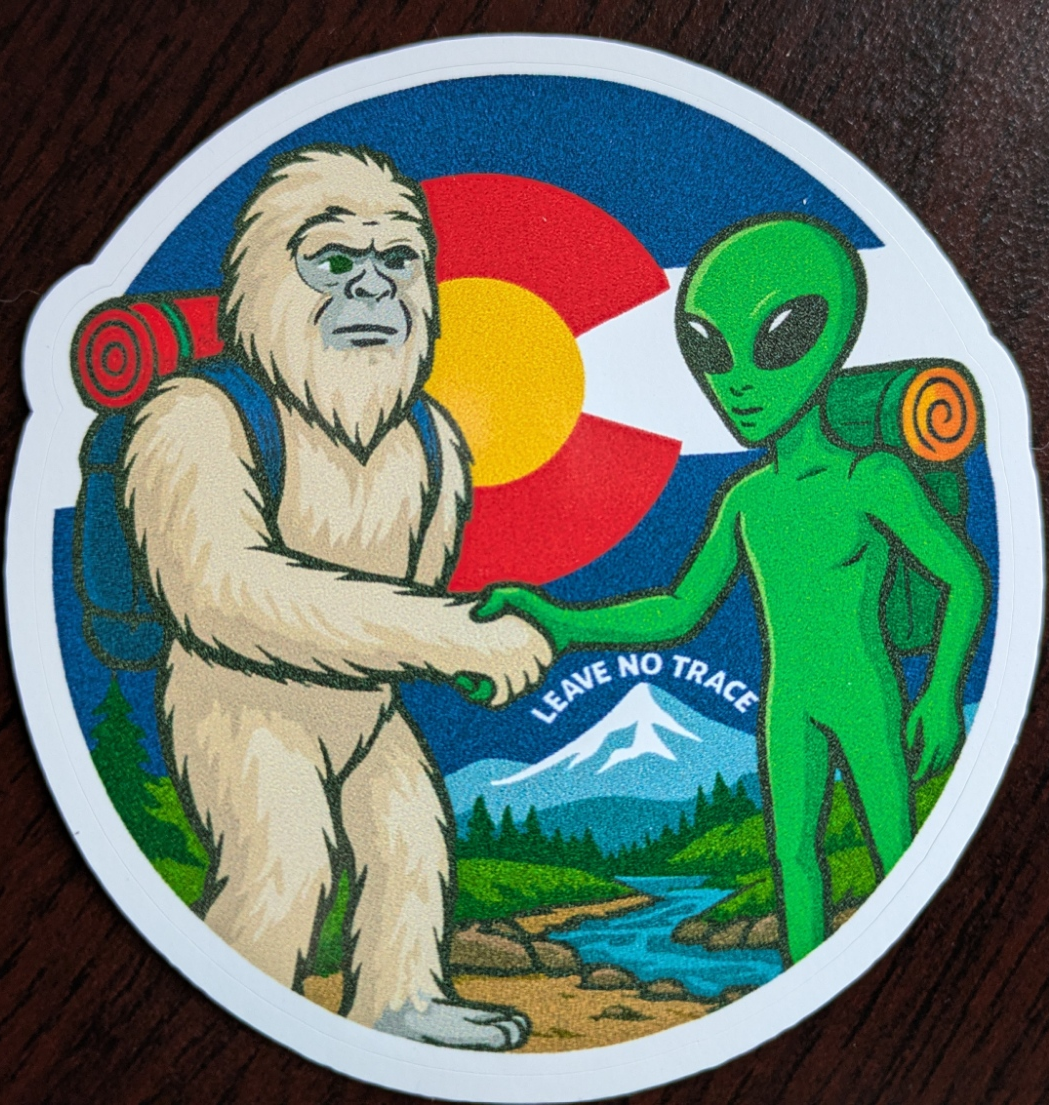 Colorado Flag Leave no trace Yeti alien sticker, decals made in Woodland Park Co image 4