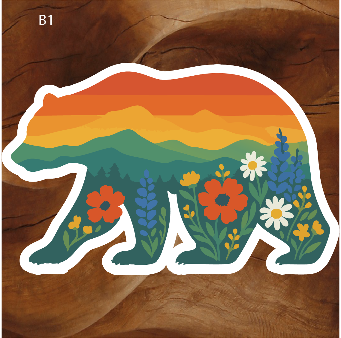 colorado bear sticker, wildflower bear sticker, colorado wildlife sticker, colorado mountain sticker, bear silhouette sticker, rocky mountain sticker, colorado nature sticker, colorado wildflower sticker, colorado souvenir sticker, bear nature sticker, colorado hiking sticker, mountain wildlife sticker, colorado outdoor sticker, nature bear sticker, colorado animal sticker
