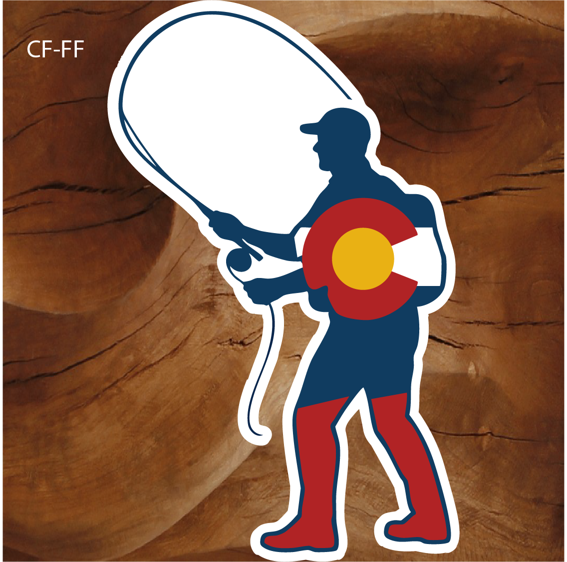 colorado fly fishing sticker, fly fisherman sticker colorado, colorado trout fishing decal, colorado angler sticker, fly rod sticker colorado, colorado river fishing sticker, trout fisherman sticker, colorado outdoor fishing sticker, fly fishing gear decal, colorado fishing souvenir, mountain fly fishing sticker