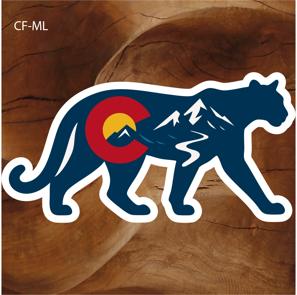 colorado mountain lion sticker, colorado cougar sticker, puma sticker colorado, colorado wildlife sticker, rocky mountain lion sticker, colorado wilderness sticker, colorado outdoor sticker, cougar silhouette sticker, colorado nature decal, mountain lion souvenir colorado, colorado hiking sticker