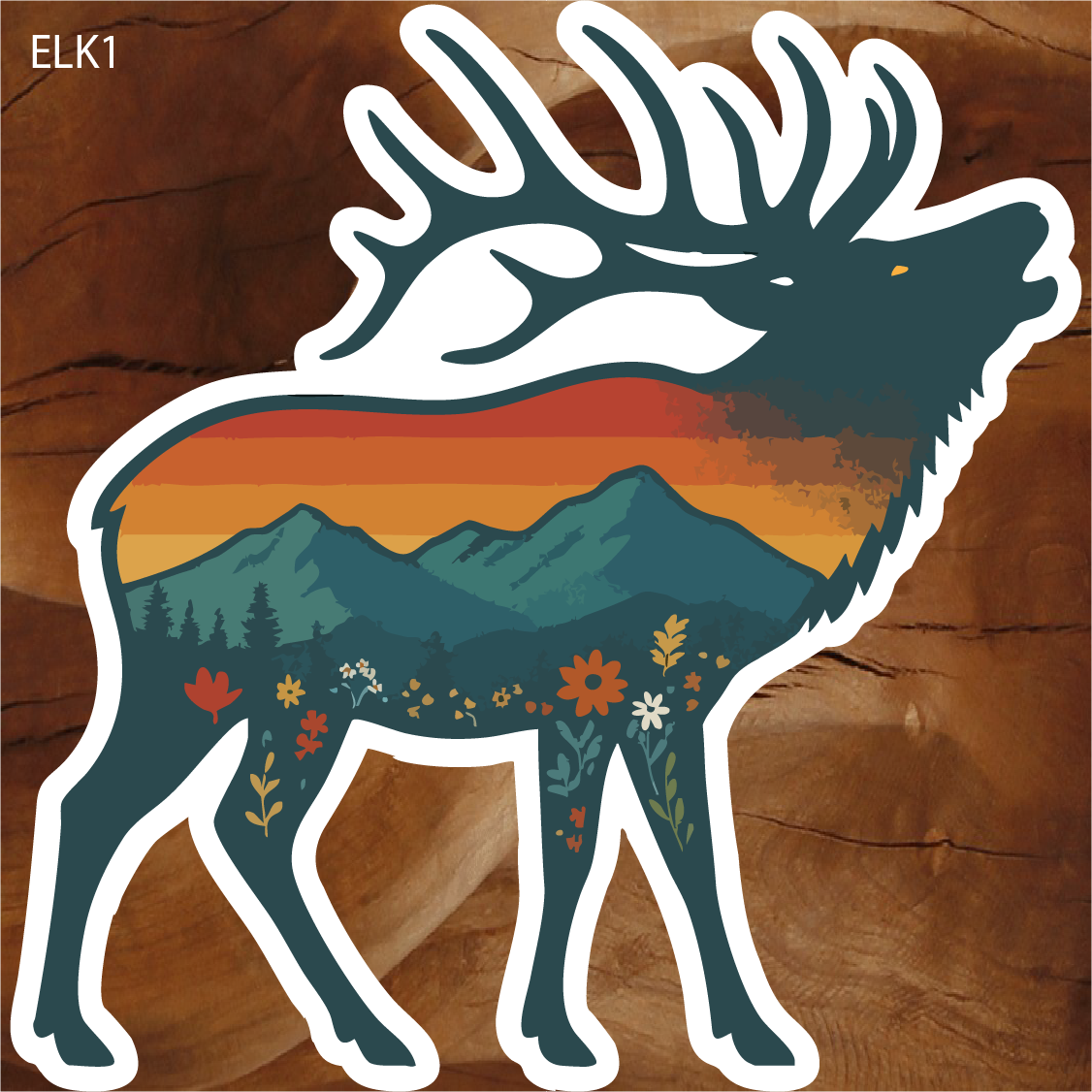 elk sticker, elk silhouette sticker, mountain elk sticker, colorado elk sticker, wildlife elk sticker, rocky mountain elk sticker, elk nature sticker, elk wildlife sticker, elk mountain landscape sticker, outdoor wildlife sticker, elk hunting sticker, elk lover sticker, wilderness elk sticker, mountain wildlife sticker