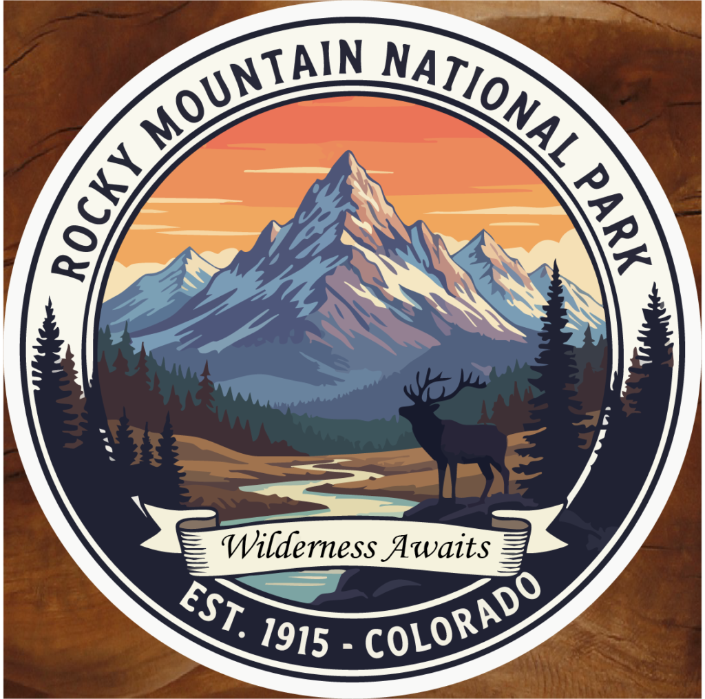 Rocky Mountain National Park vinyl stickers featuring mountain alpine ...