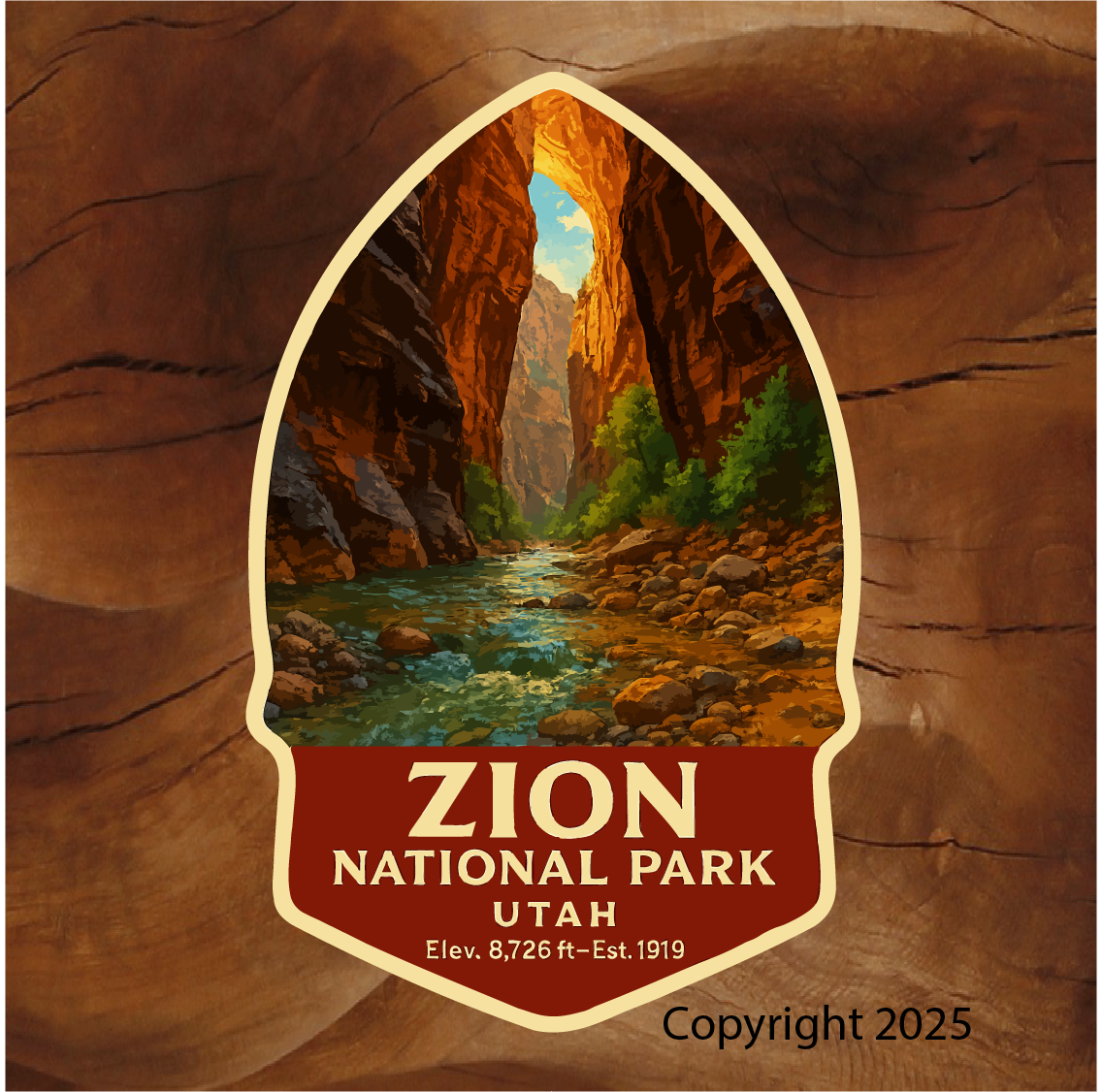 Zion stickers Zion National Park sticker, Decals Cave, Rocks, Stream Utah USA