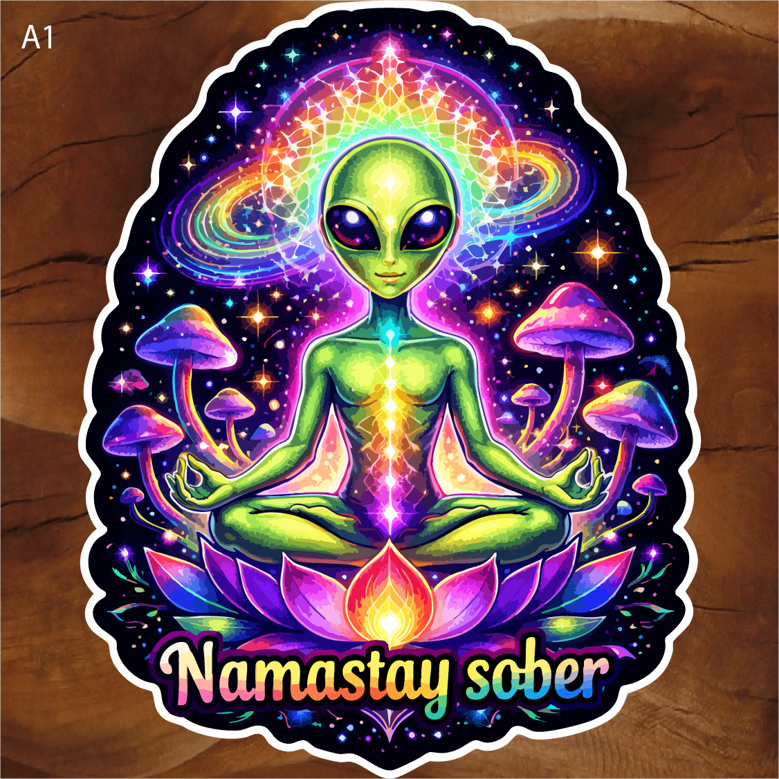 psychedelic alien sticker, namastay sober sticker, meditation alien sticker, psychedelic meditation sticker, alien yoga sticker, cosmic alien sticker, psychedelic mushroom sticker, namaste sober sticker, spiritual alien sticker, trippy alien sticker, mindfulness sticker, yoga humor sticker, meditation humor sticker, psychedelic art sticker, alien galaxy sticker