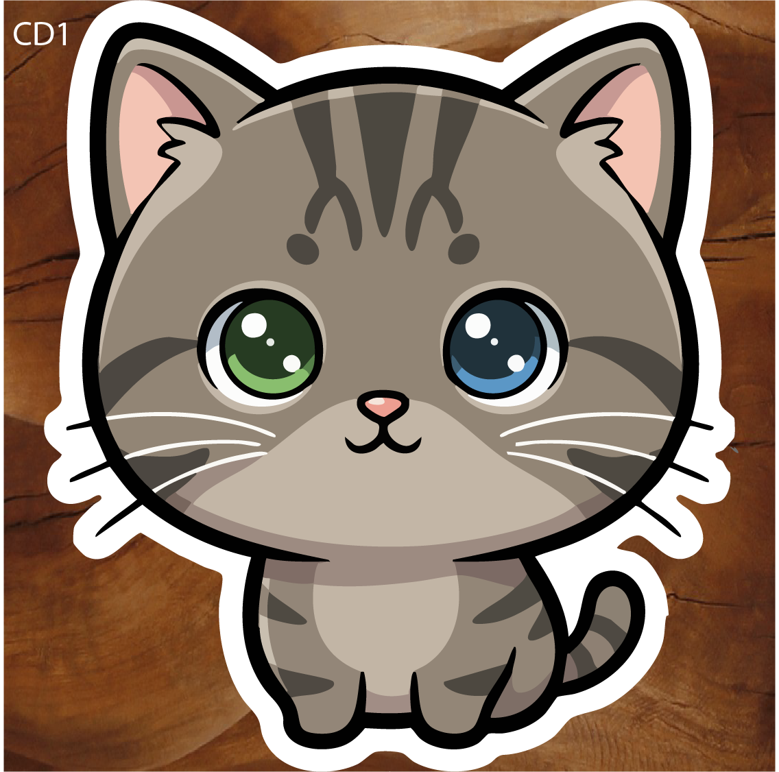 cute kitten sticker, heterochromia cat sticker, kawaii cat sticker, cute kitty sticker, cat lover sticker, kitten cartoon sticker, adorable cat sticker, mismatched eye cat sticker, pet lover sticker, cute animal sticker, kitty sticker, kawaii animal sticker, cartoon kitten sticker