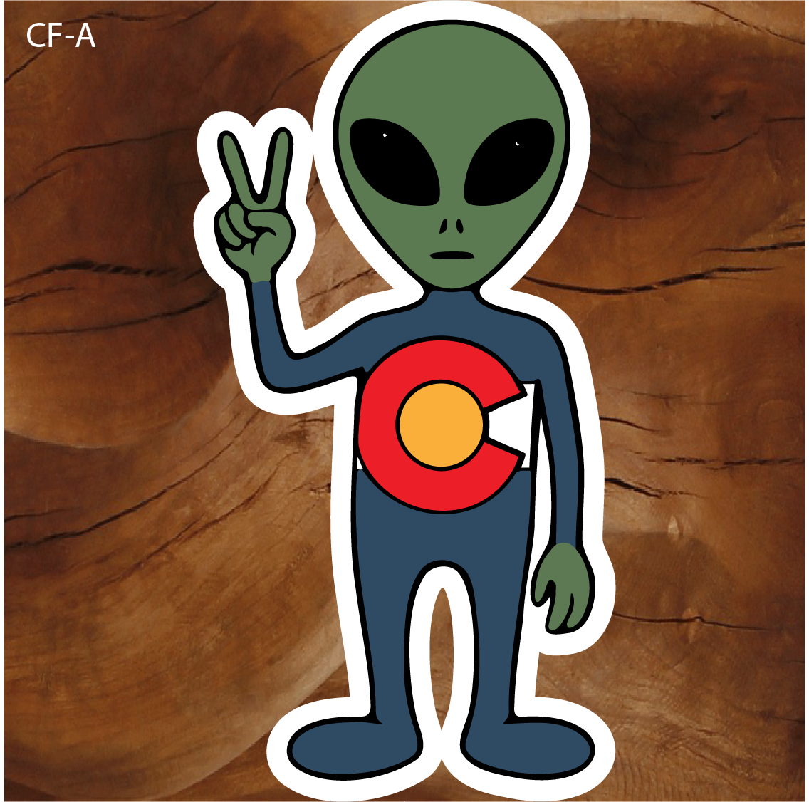 colorado alien sticker, alien colorado sticker, colorado ufo sticker, alien peace sign sticker, colorado novelty sticker, colorado funny sticker, colorado alien decal, extraterrestrial sticker, sci fi alien sticker, colorado alien souvenir, space alien sticker, colorado flag alien sticker
