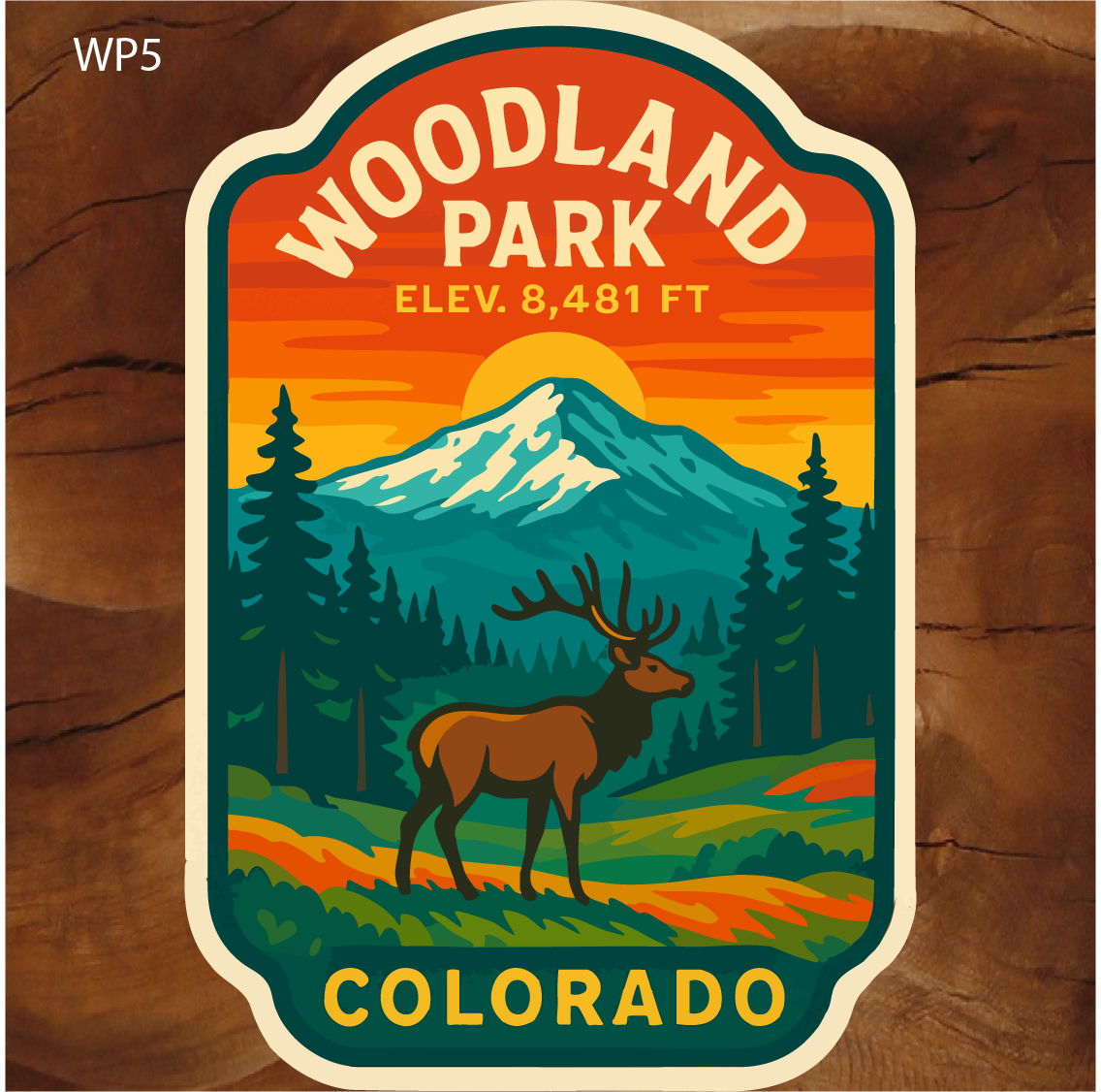 woodland park colorado sticker, woodland park sticker, woodland park colorado souvenir sticker, pikes peak sticker, pikes peak region sticker, colorado elk sticker, elk wildlife sticker, colorado wildlife sticker, colorado mountain town sticker, colorado nature sticker, colorado landscape sticker, colorado outdoor sticker, colorado travel sticker, teller county colorado sticker, colorado wilderness sticker, colorado scenic sticker, colorado adventure sticker, rocky mountain elk sticker, woodland park co sticker, colorado wildlife souvenir sticker