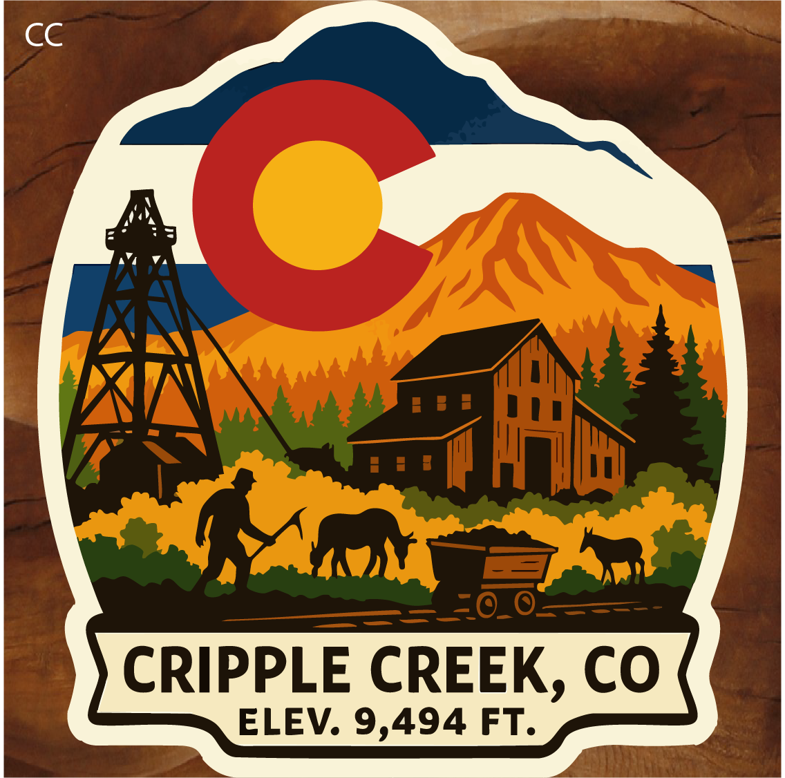 cripple creek sticker, cripple creek colorado sticker, cripple creek souvenir sticker, colorado mining sticker, colorado gold rush sticker, colorado mining town sticker, pikes peak region sticker, colorado history sticker, colorado souvenir sticker, colorado travel sticker, colorado flag sticker, colorado mountain town sticker, historic colorado sticker, gold rush colorado sticker, mining heritage sticker, colorado historic town sticker, colorado mining district sticker, teller county colorado sticker, colorado mountain sticker, colorado tourist sticker